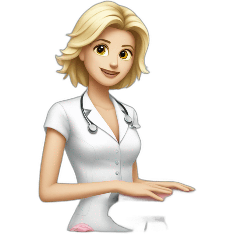 Posh-Radiologist-performing-breast-mammography-to-leni-klum emoji