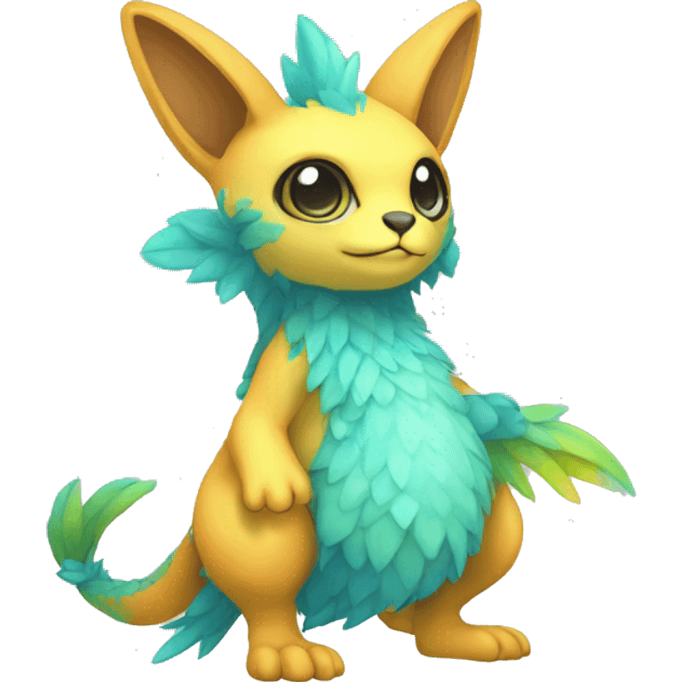 Cute cool colorful fantasy animal hybrid Fakemon full body emoji