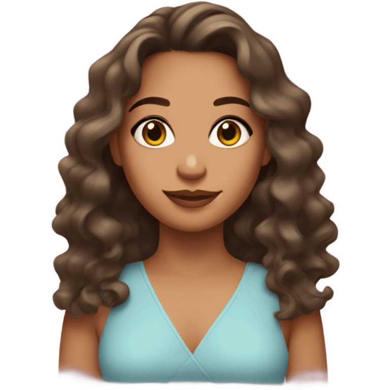 a girl with medium tan skin with wavy hair with latina makeup emoji