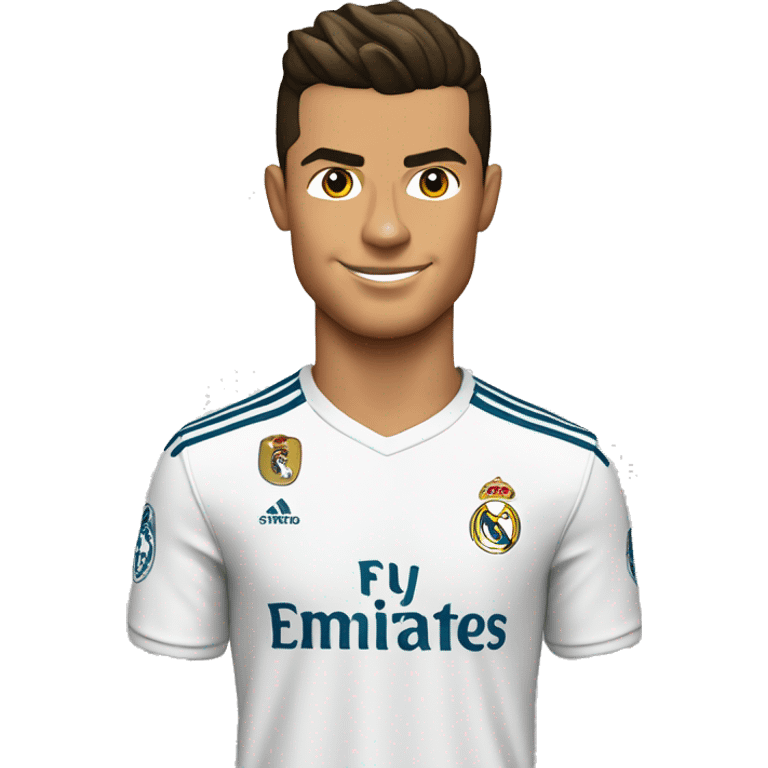 Cristiano Ronaldo passport size photo with Real Madrid shirt emoji