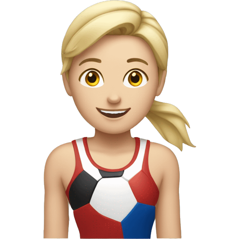 single white woman doing sports and stars around her emoji