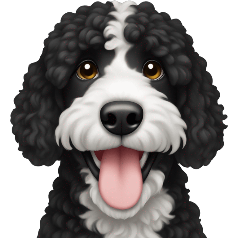 Bernadoodle black with white near mouth emoji