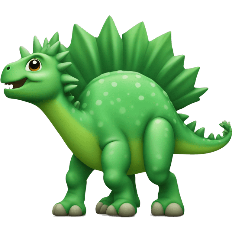 Cute Green stegosaurus looking to the right emoji