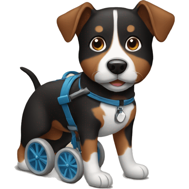 Black and brown Dog with a wheelchair emoji