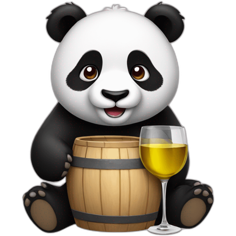 Panda bear with wine emoji