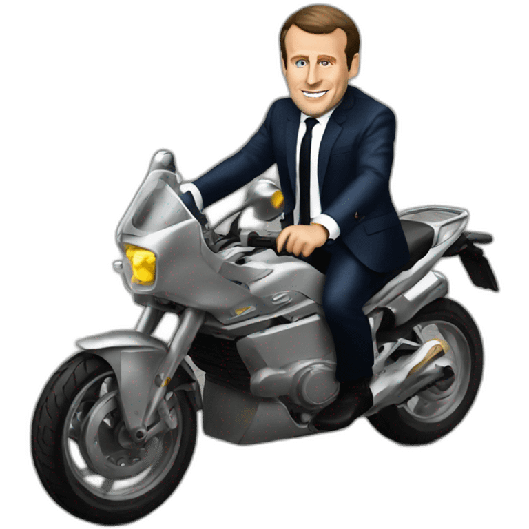 Emmanuel Macron riding an moto emoji