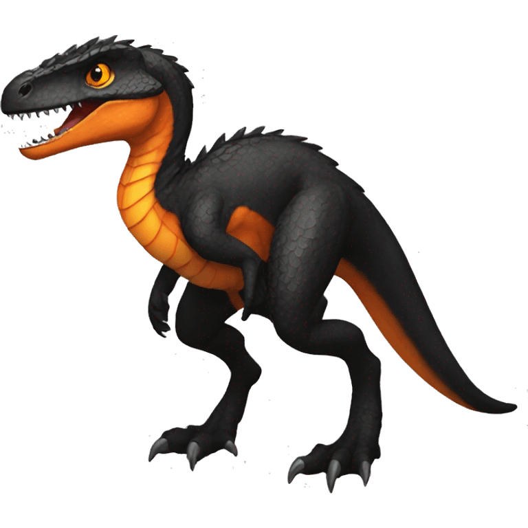 Shiny Black and Orange Velociraptor-Dragon emoji