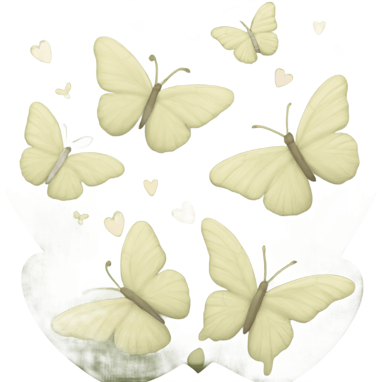 Khaki green heart with butterflies  emoji