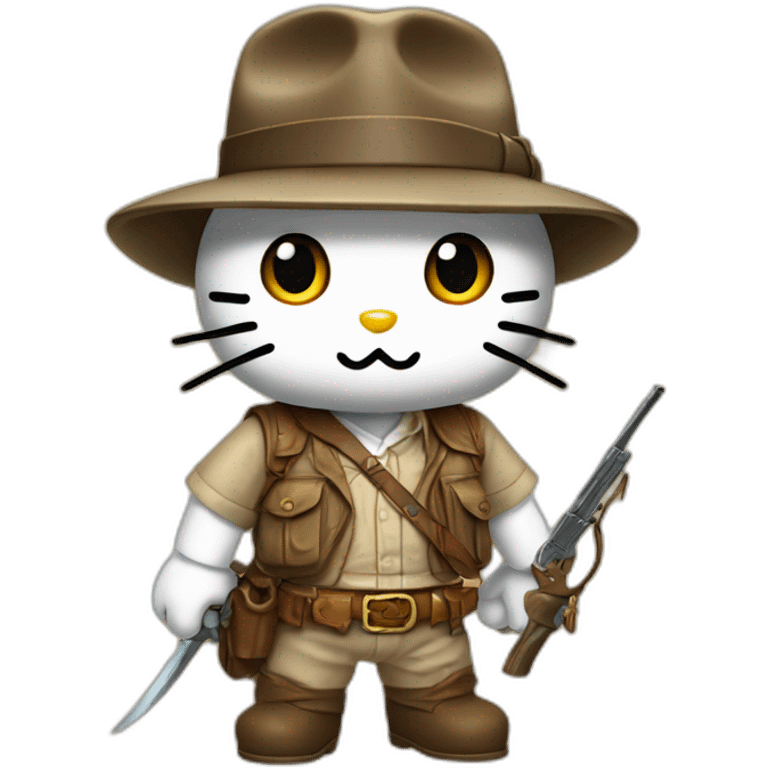 Hello kitty as Indiana Jones emoji