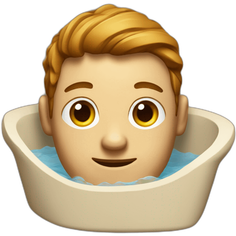 it worker in a hot bathtub made out of wood emoji