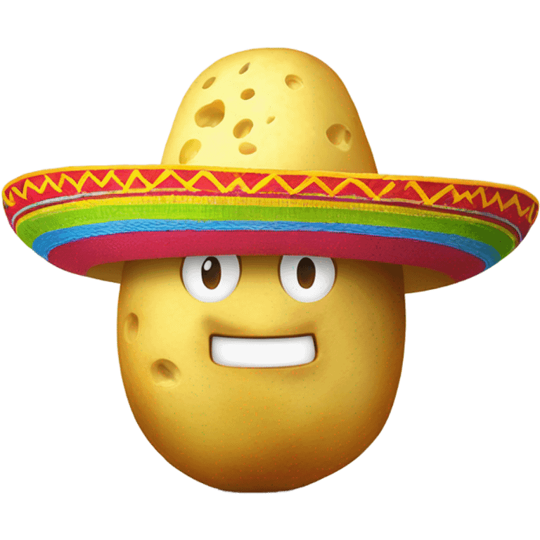 Potato eating cheese with a sombrero emoji