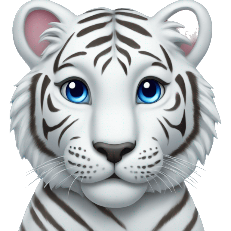 A WHITE TIGER HOLDING A BLUE HEART emoji