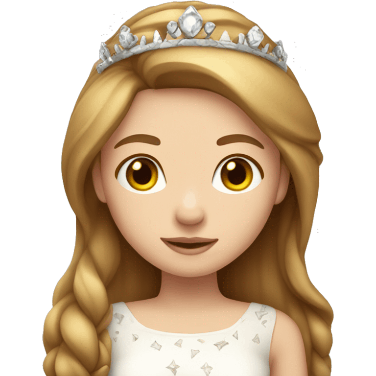 girl white skin straight light brown hair wearing crown and dress emoji