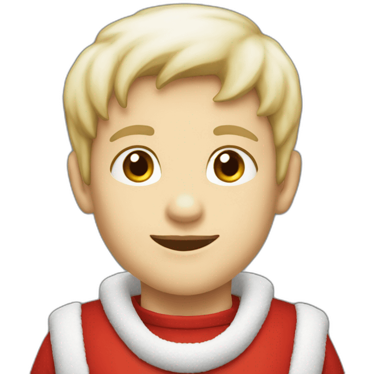 young boy white santa red costume emoji