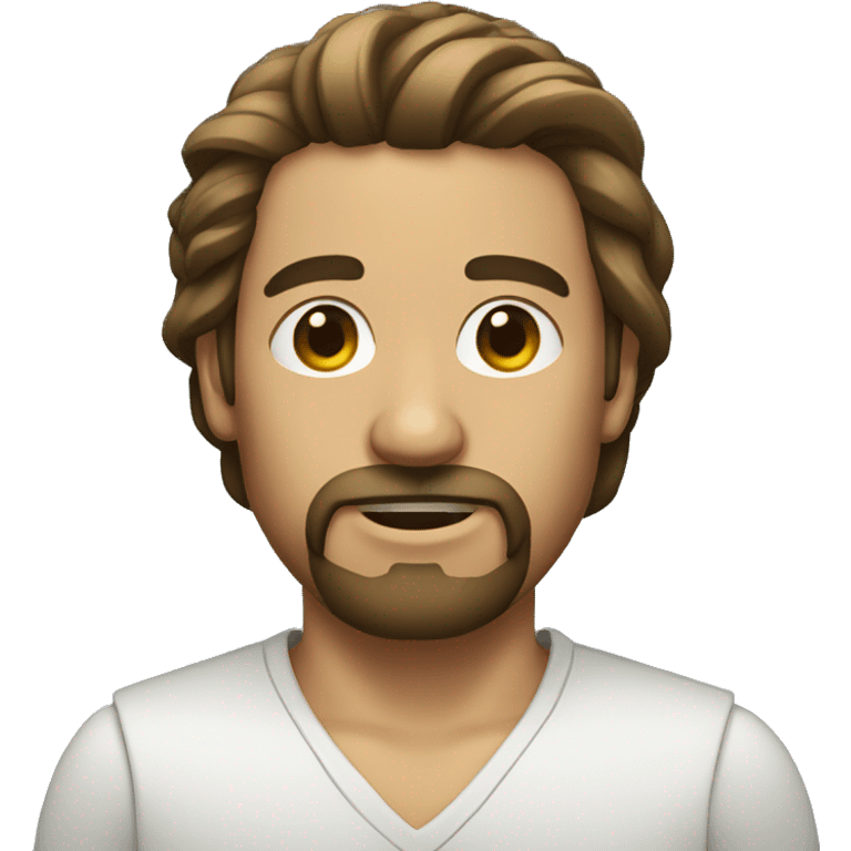 Men with long, tied hair and a goatee emoji