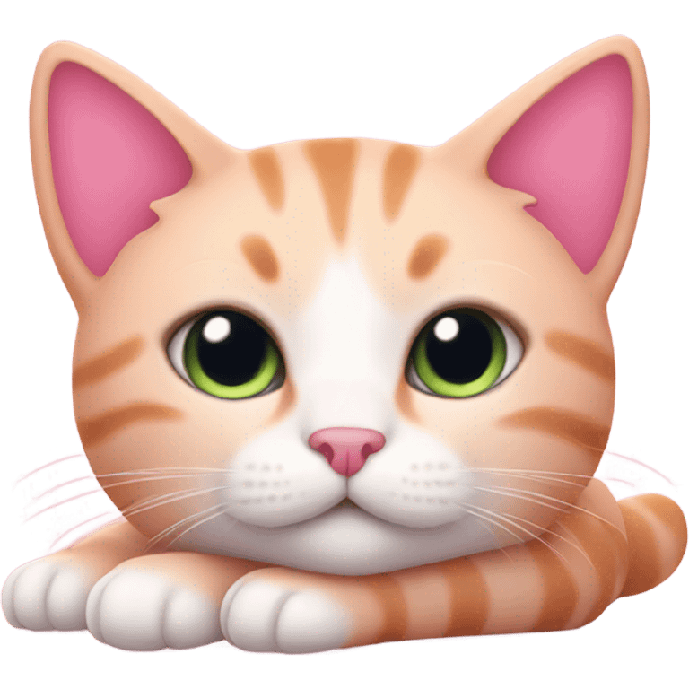 Pink cute cat laying down  emoji