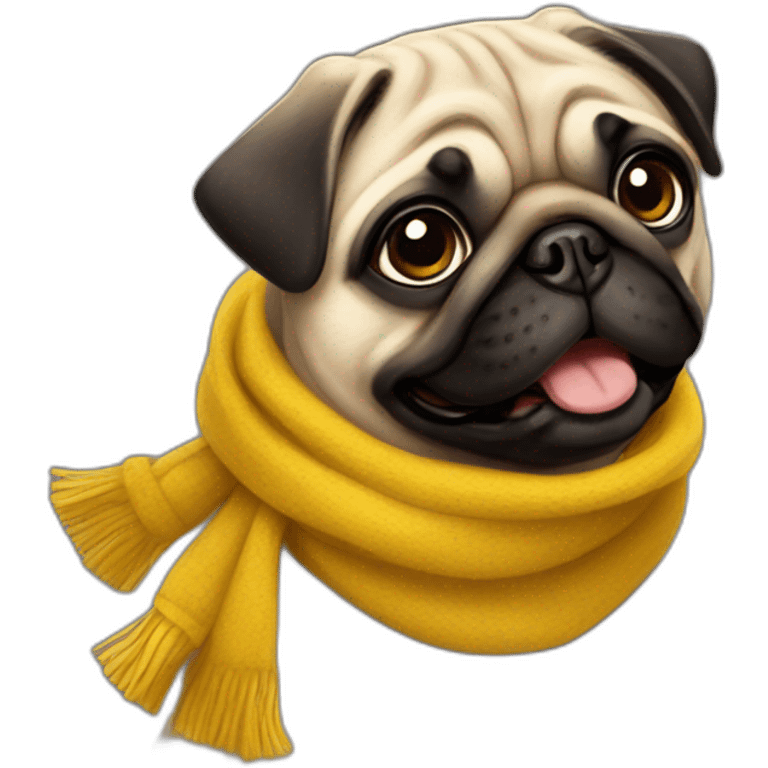 Pug smiling with a yellow scarf  emoji