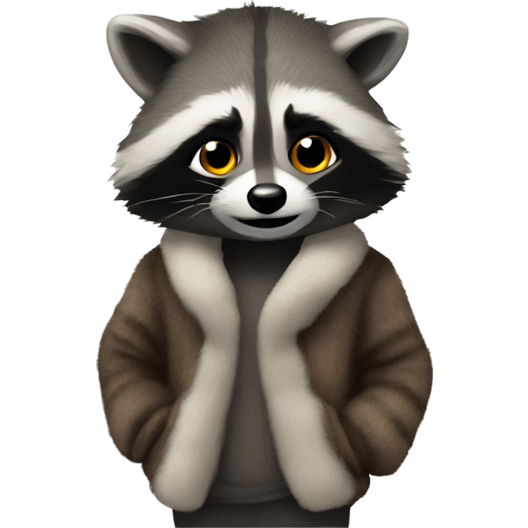 a raccoon in a fur coat emoji