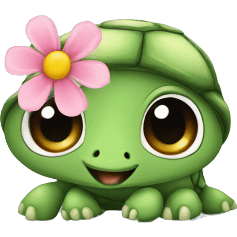 Turtle with flower emoji