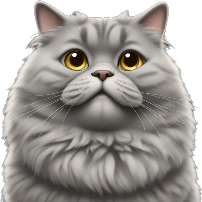 realistic fat grey fluffy cat emoji