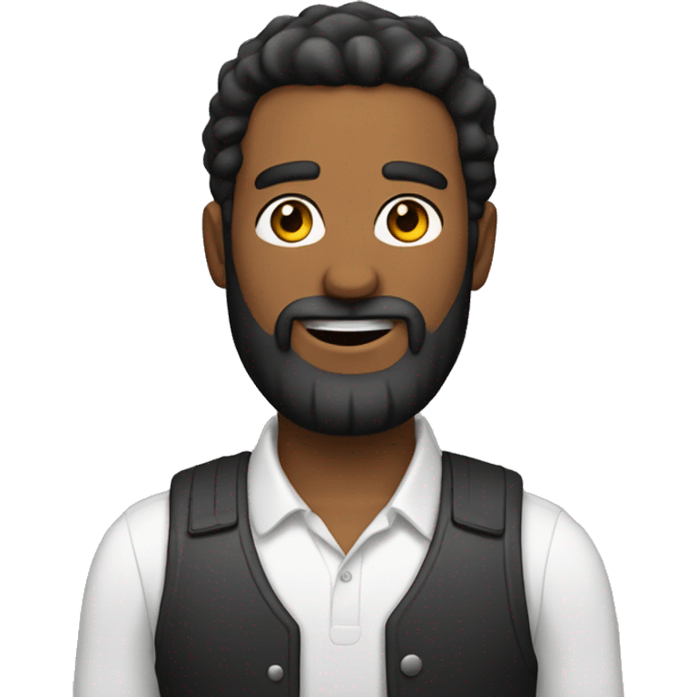 Create an emoji of a man with a beard, black hair that works in IT and likes cars emoji