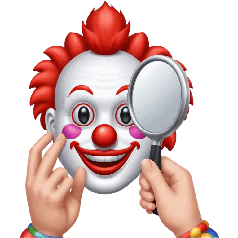 Clown looking at  hand mirror  emoji