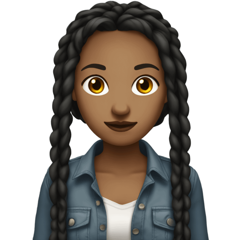 Tan girl with black locs dark white tied shirt  emoji