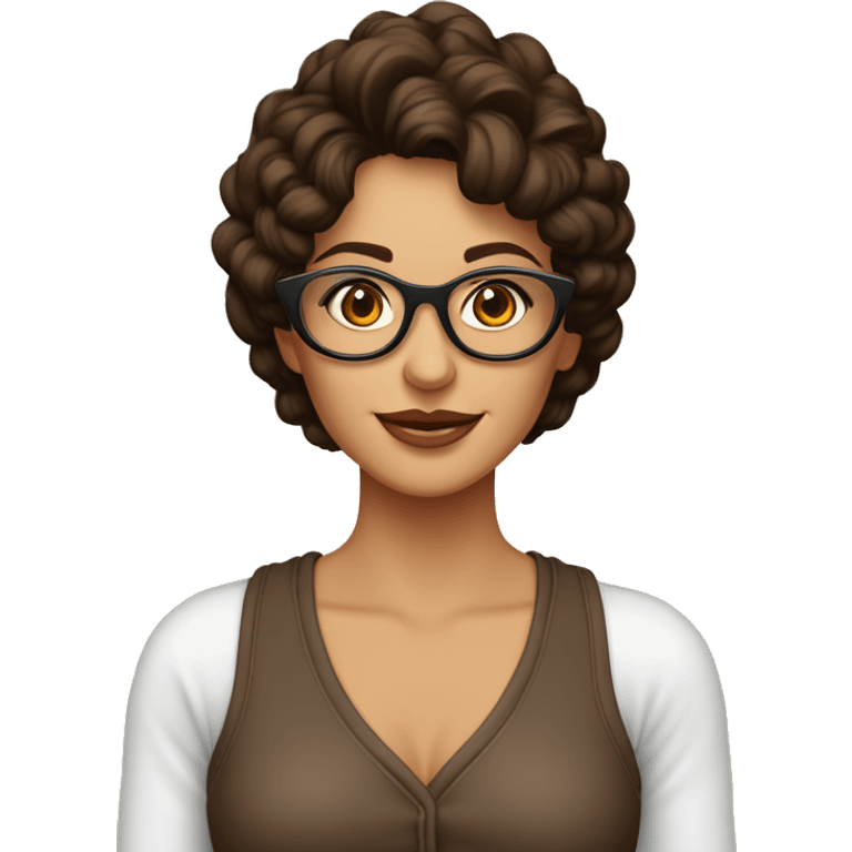  mujer morena pelo largo liso color marrón con lentes emoji