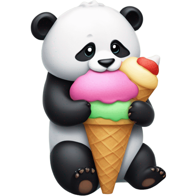 Panda eating ice cream emoji