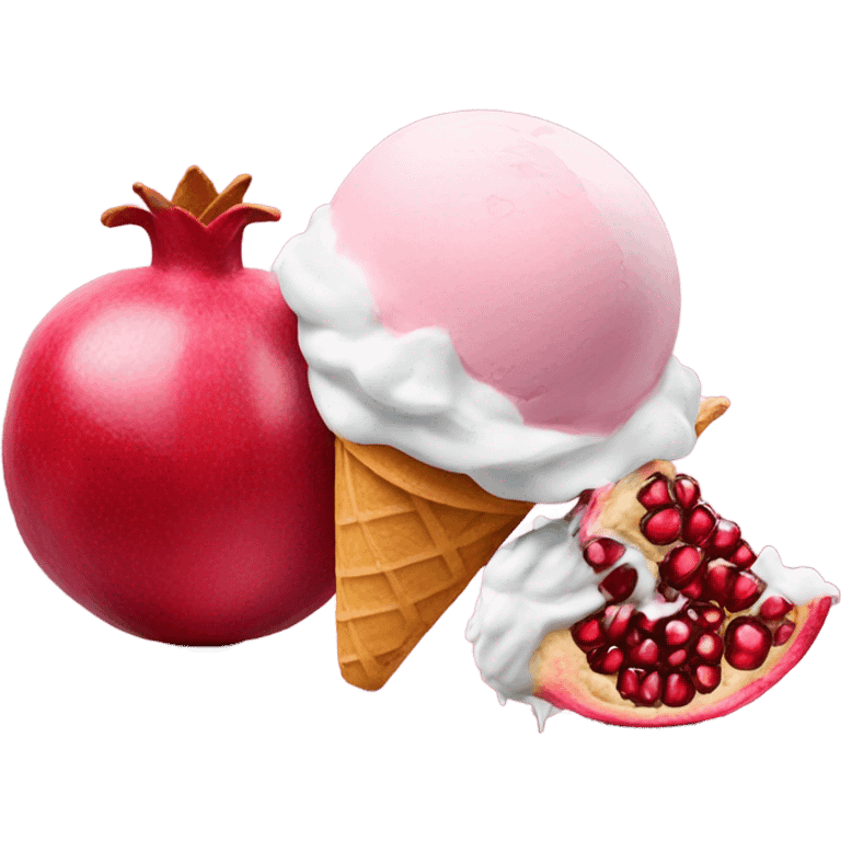 Pomegranate with the ice cream emoji