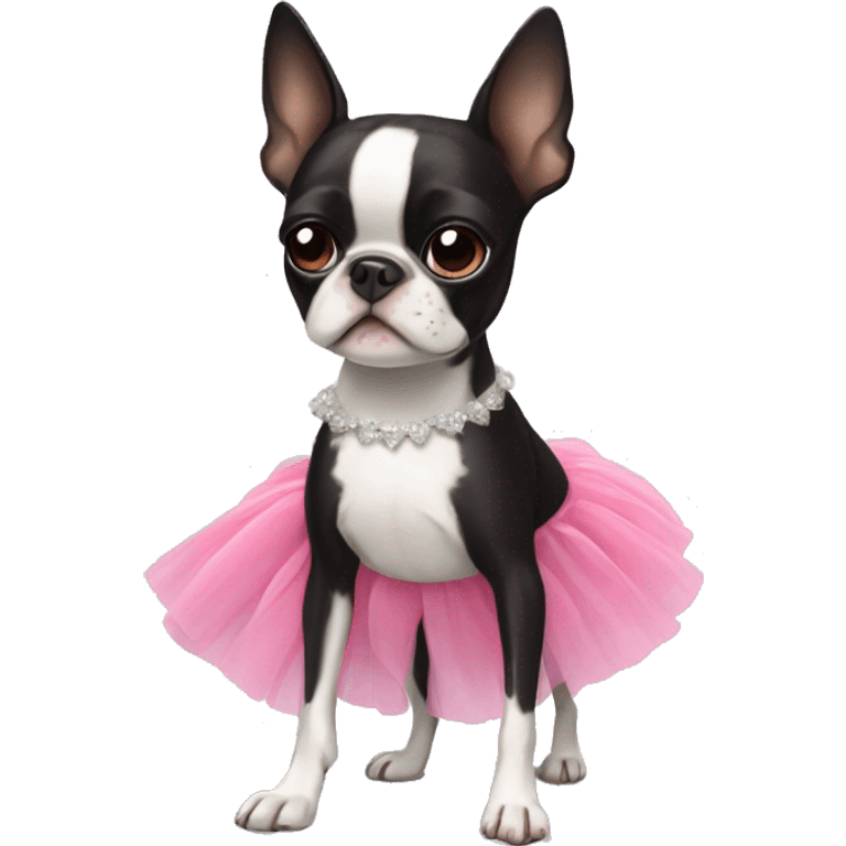 Boston terrier wearing tutu emoji