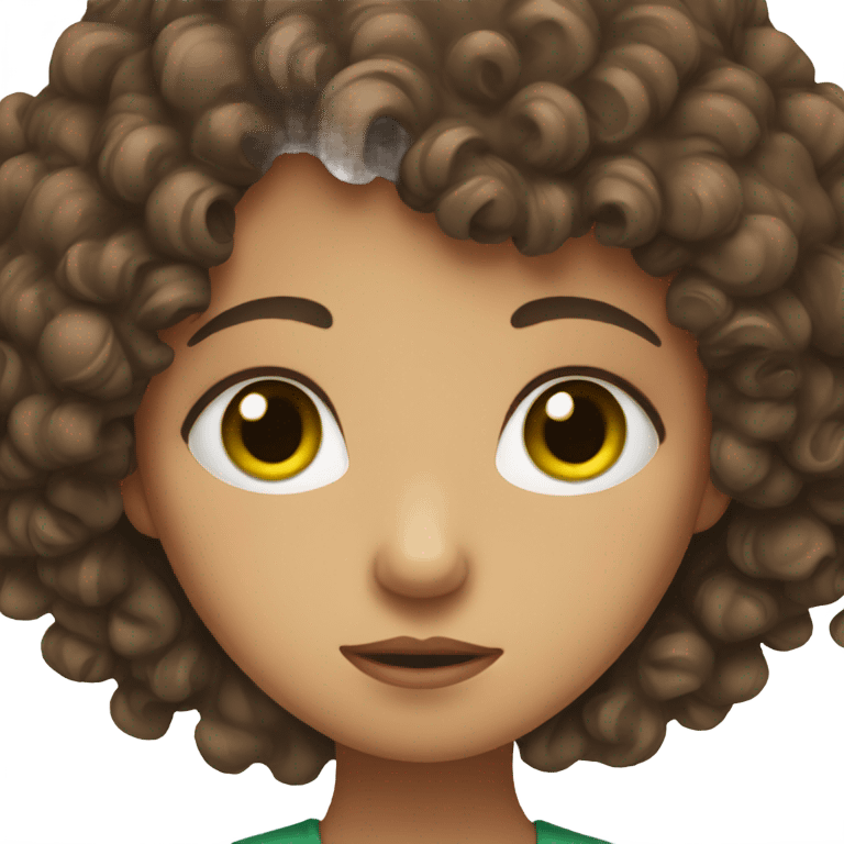 Really Sad girl with green eyes and curly brown hair emoji