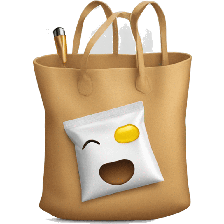 bag with cosmetics sticking out emoji