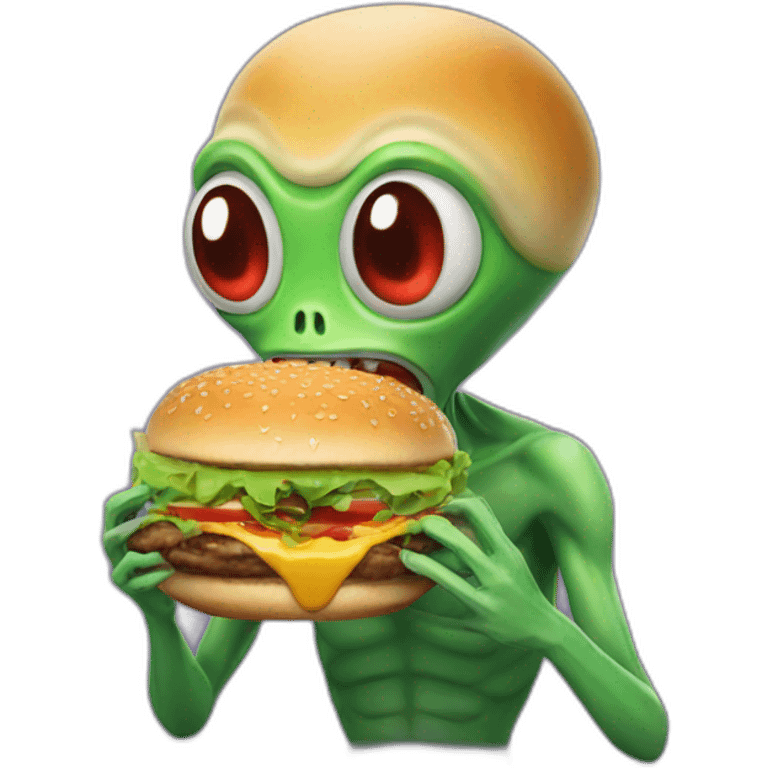 alien eating a burger emoji