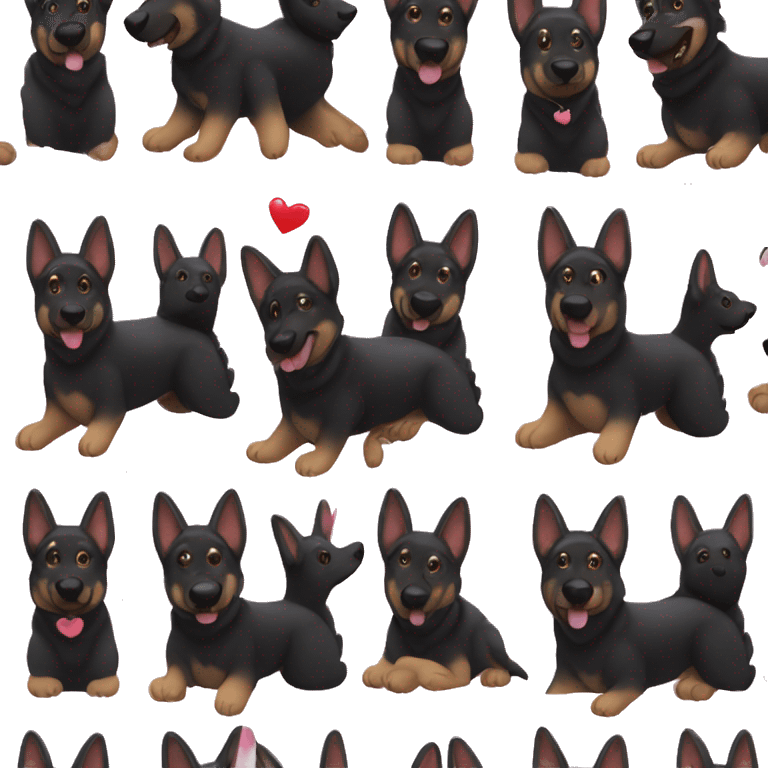 Black German shepherd in love emoji