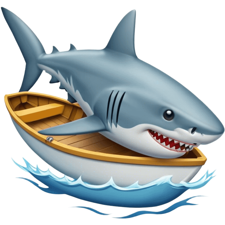 Shark with boat in mouth  emoji