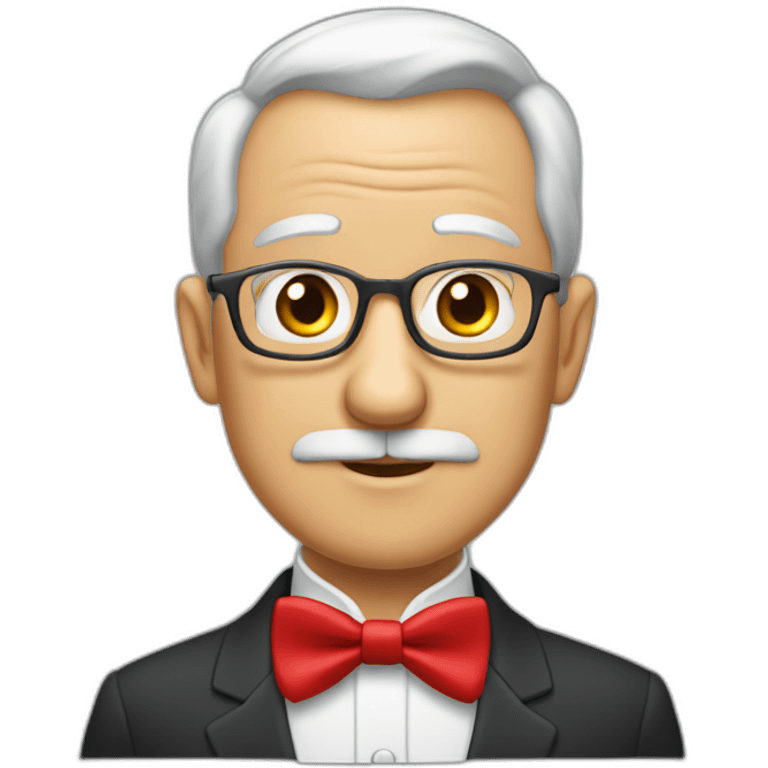 side-face-of-gray-haired-half-bald-grandpa-wearning-dinner-jacket-with-red-bow-tie emoji