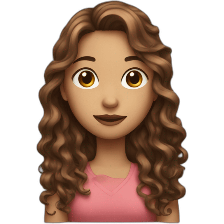 Long brown wavy haired girl emoji