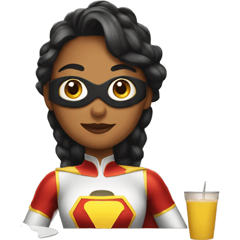 super hero in a estaurant girl emoji