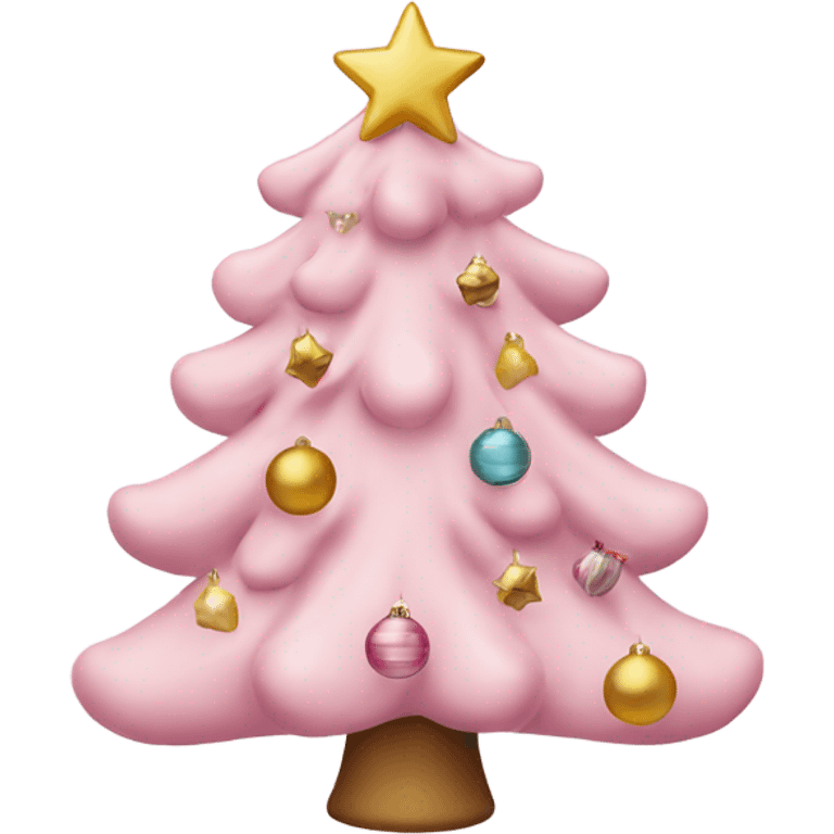 Light pink Christmas tree with ornaments on it emoji