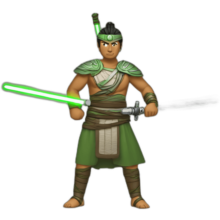 Ashoka Tano with green lightsabers emoji