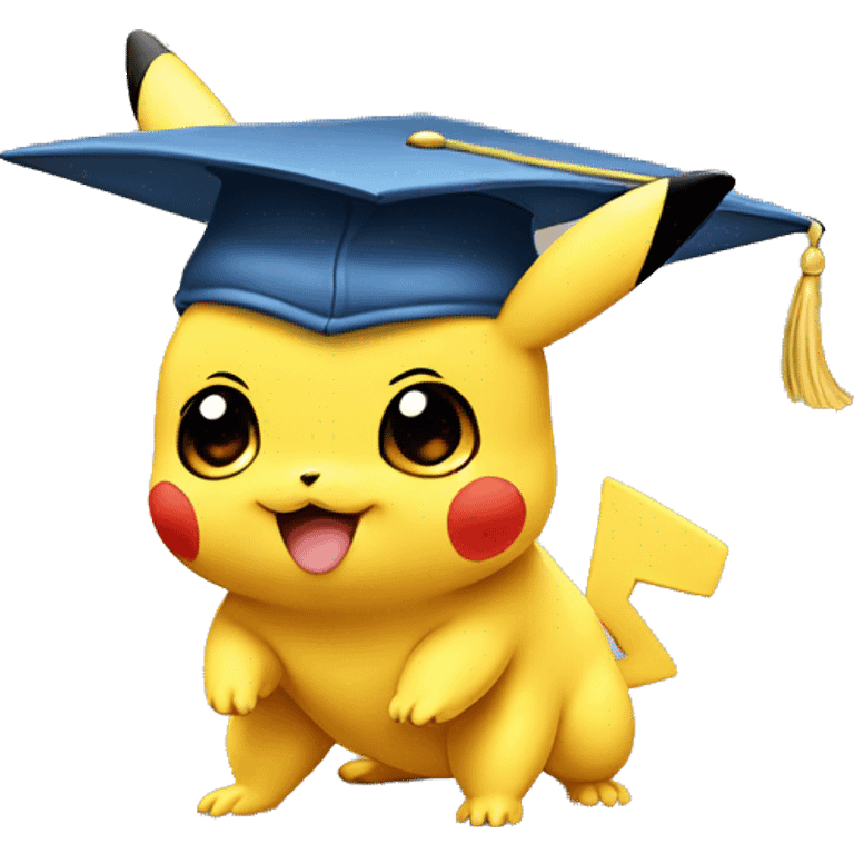 baby pikachu wearing graduation cap emoji