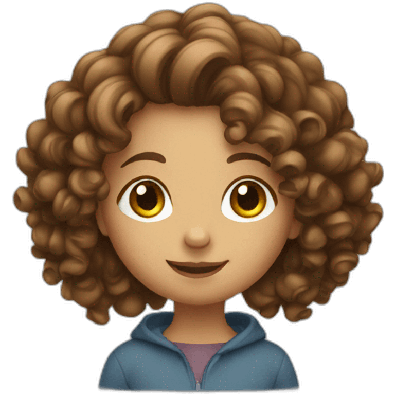 a girl with curly brown hair pointing at you emoji