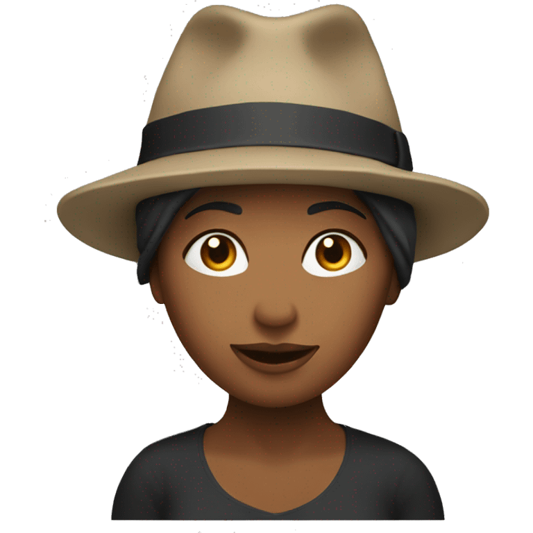 woman with both hands above her head, formed into a hat emoji