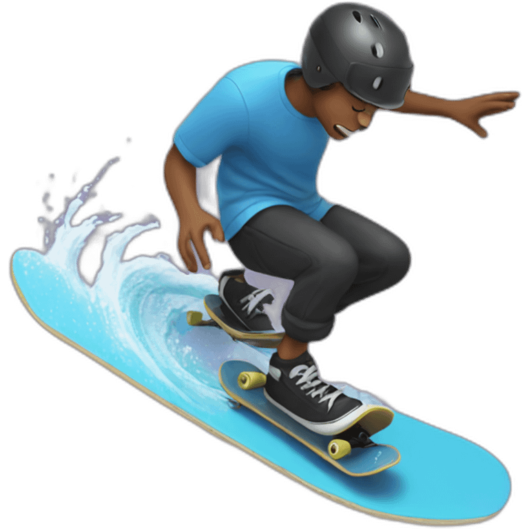 skateboarder on a wave emoji