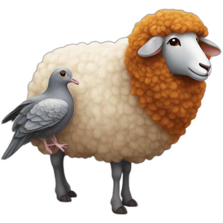 Ginger sheep with pigeon emoji