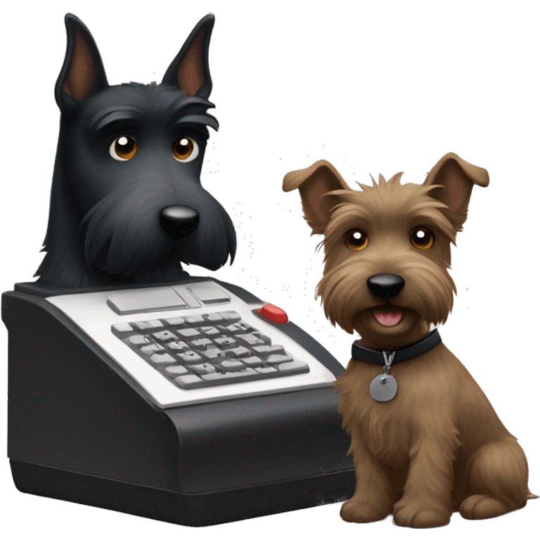 Scottish terrier writing on a court reporter machine emoji