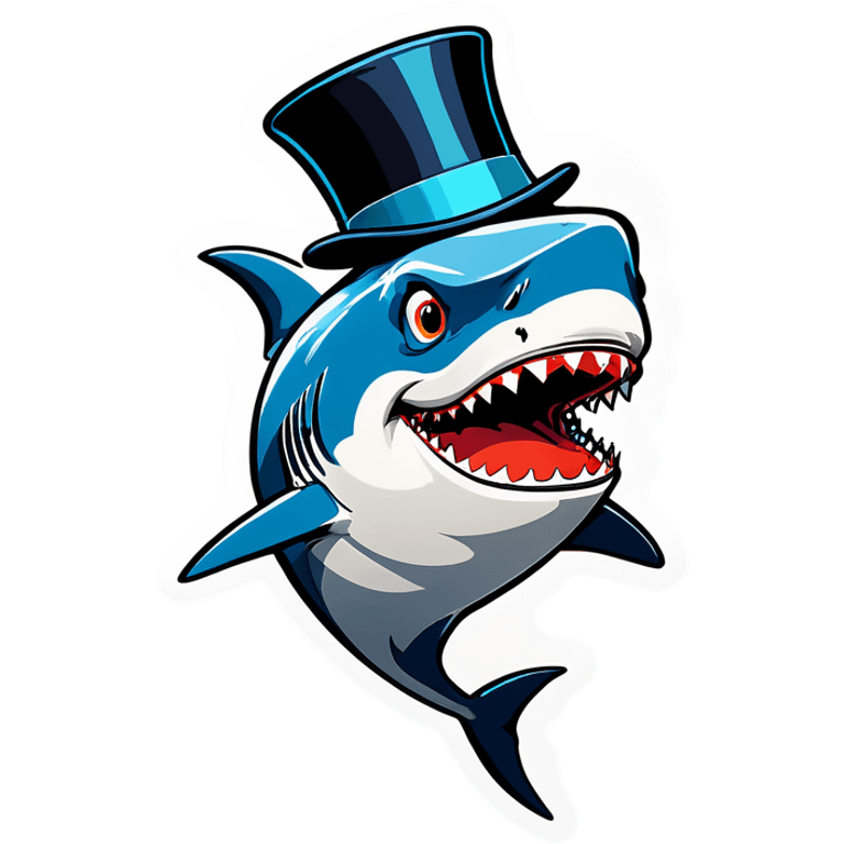 Shark with a top hat emoji