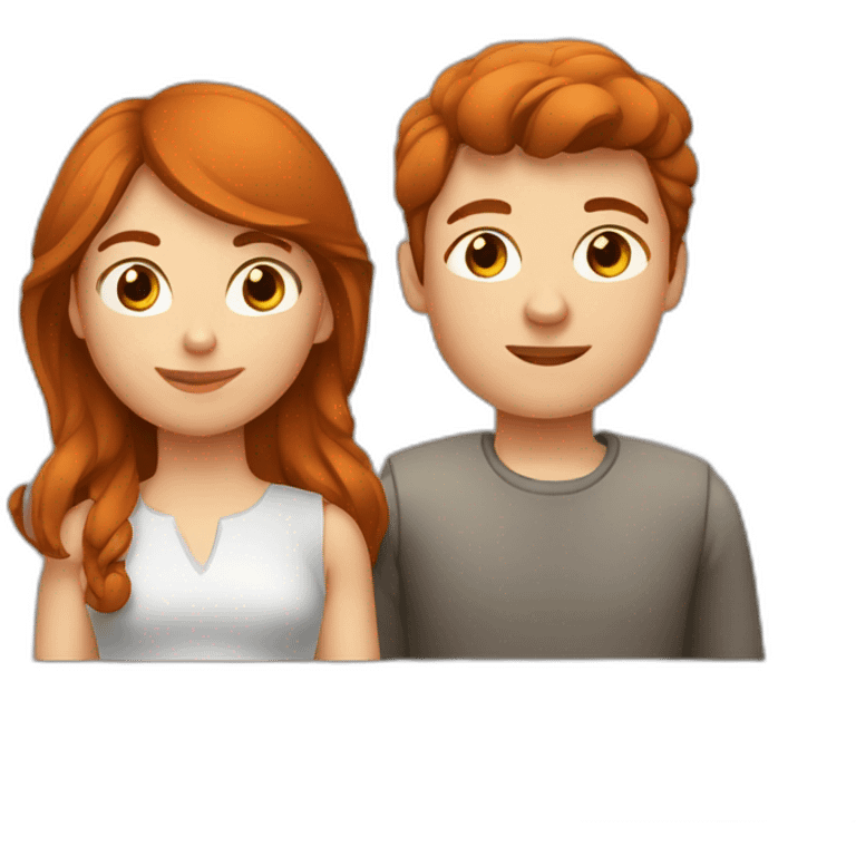 Femme rousse et garçon brun emoji