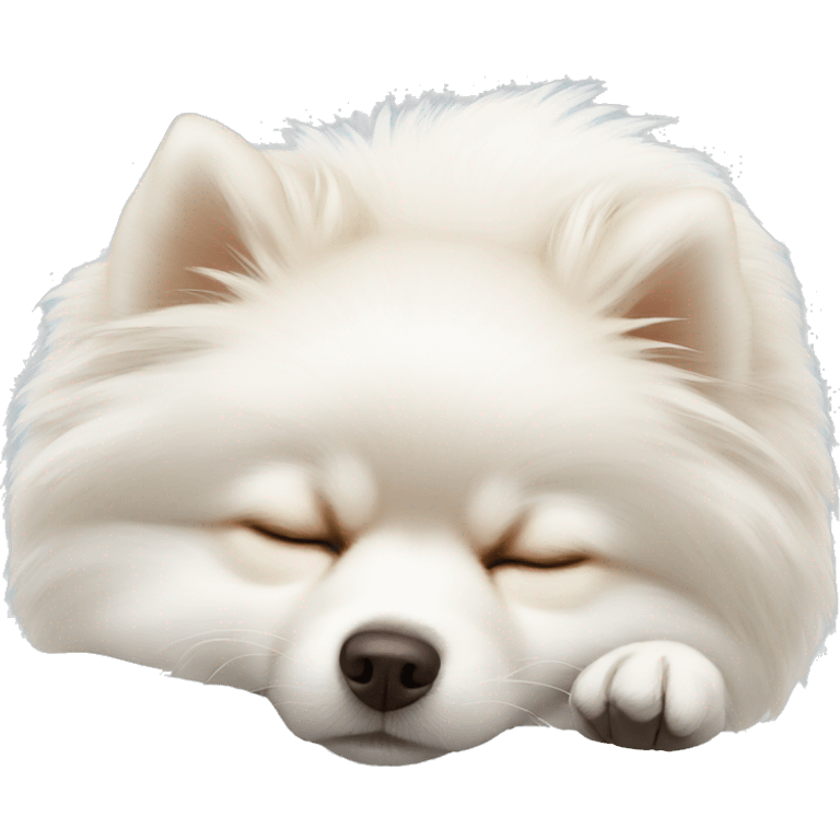 Sleeping white pomeranian emoji